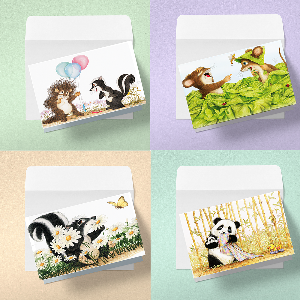 Friendly Kritters Blank Notecards - Set 4