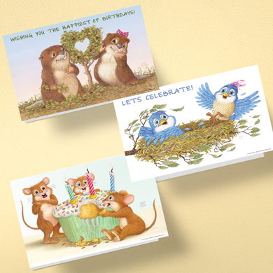Friendly Kritters Birthday Cards - Set 1