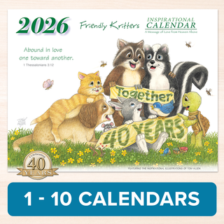2026 Friendly Kritters Wall Calendar - Quantity of 1 to 10