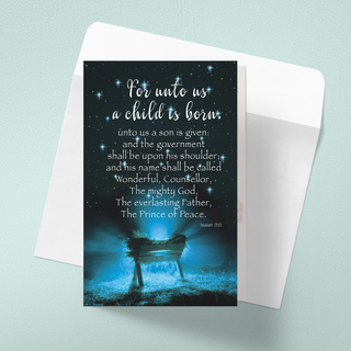 Premium Christmas Card - For unto us a child is born...