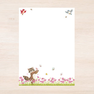 Raccoon in a Field of Flowers - FRIENDLY KRITTERS Notepad - 5x7 - Set of 4