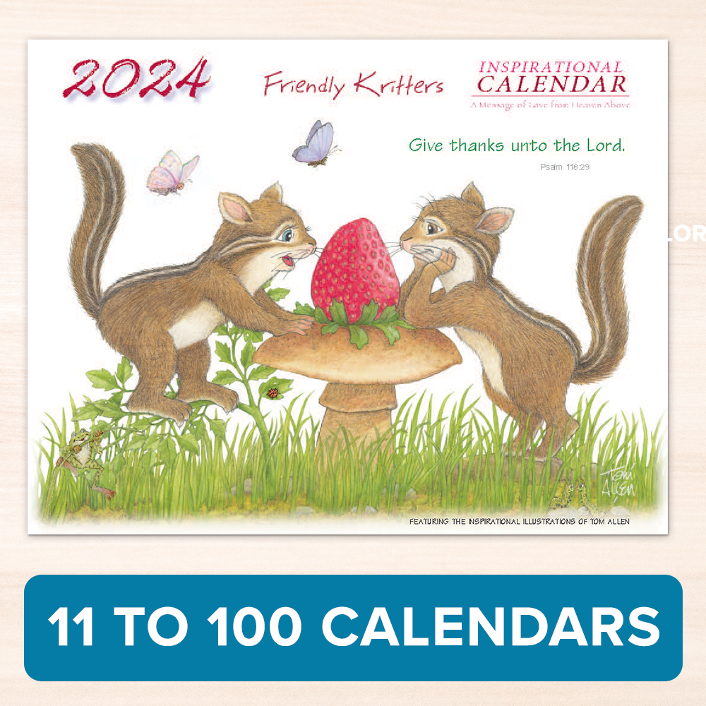 2024 Friendly Kritters Wall Calendar Quantity of 11 to 100 Friendly