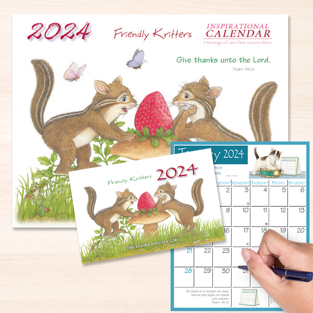 2024 Friendly Kritters Wall & Pocket Calendar Companion Set Friendly