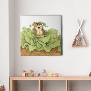 Friendly Kritters Wall Art Print - Gopher in a Garden- 16x16 - Hand Drawn - Canvas