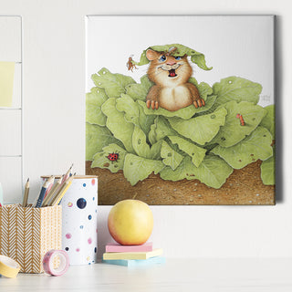 Friendly Kritters Wall Art Print - Gopher in a Garden- 16x16 - Hand Drawn - Canvas