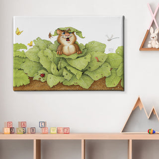 Friendly Kritters Wall Art Print - Gopher in a Garden- 16x24 - Hand Drawn - Canvas