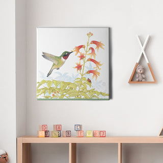 Friendly Kritters Wall Art Print - Hummingbird - 16x16 - Hand Drawn - Canvas