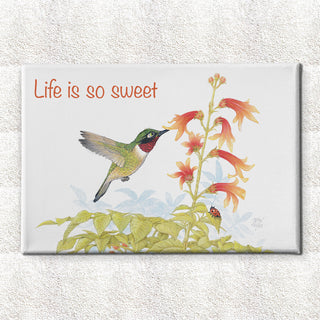 Friendly Kritters Wall Art Print - Hummingbird - 24x36 - Hand Drawn - Canvas