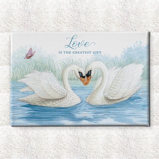 Friendly Kritters Wall Art Print - Loving Swans - 24x36 - Hand Drawn - Canvas