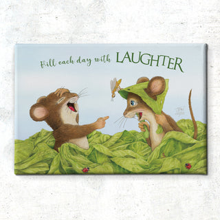 Friendly Kritters Wall Art Print - Mice Playing in Garden - 24x36 - Hand Drawn - Canvas