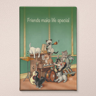 Friendly Kritters Wall Art Print - Cats in a Band - 24x36 - Hand Drawn - Canvas