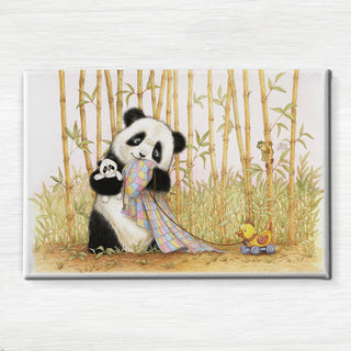 Friendly Kritters Wall Art Print - Baby Panda Bear with Blanket - 24x36 - Hand Drawn - Canvas