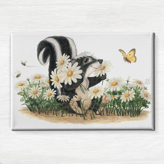 Friendly Kritters Wall Art Print - Skunk, Butterflies, and Bees - 24x36 - Hand Drawn - Canvas