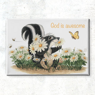 Friendly Kritters Wall Art Print - Skunk, Butterflies, and Bees - 24x36 - Hand Drawn - Canvas