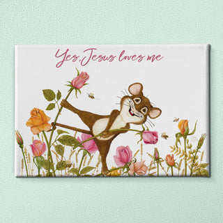 Friendly Kritters Wall Art Print - Mouse, Bees and Roses - 24x36 - Hand Drawn - Canvas
