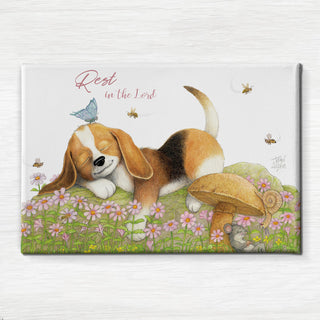Friendly Kritters Wall Art Print - Puppy Sleeping - 24x36 - Hand Drawn - Canvas