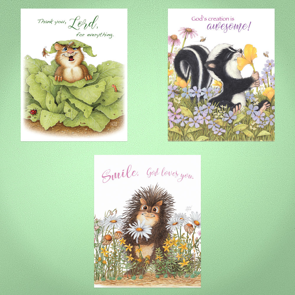 Friendly Kritters Wall Art Print - Set of 3 - 11x14 - Unframed - Collection 2