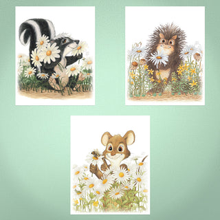 Friendly Kritters Wall Art Print - Set of 3 - 8x10 - Unframed - Collection 1