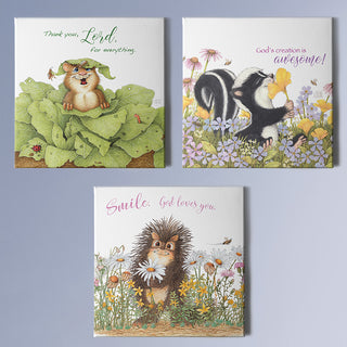 Friendly Kritters Wall Art Print - Set of 3 - 16x16 - Canvas - Collection 2
