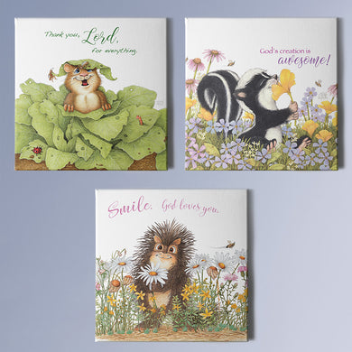 Friendly Kritters Wall Art Print - Set of 3 - 16x16 - Canvas - Collection 2