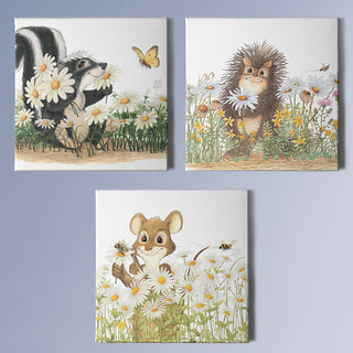 Friendly Kritters Wall Art Print - Set of 3 - 16x16 - Canvas - Collection 1