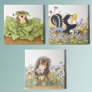 Friendly Kritters Wall Art Print - Set of 3 - 16x16 - Canvas - Collection 2