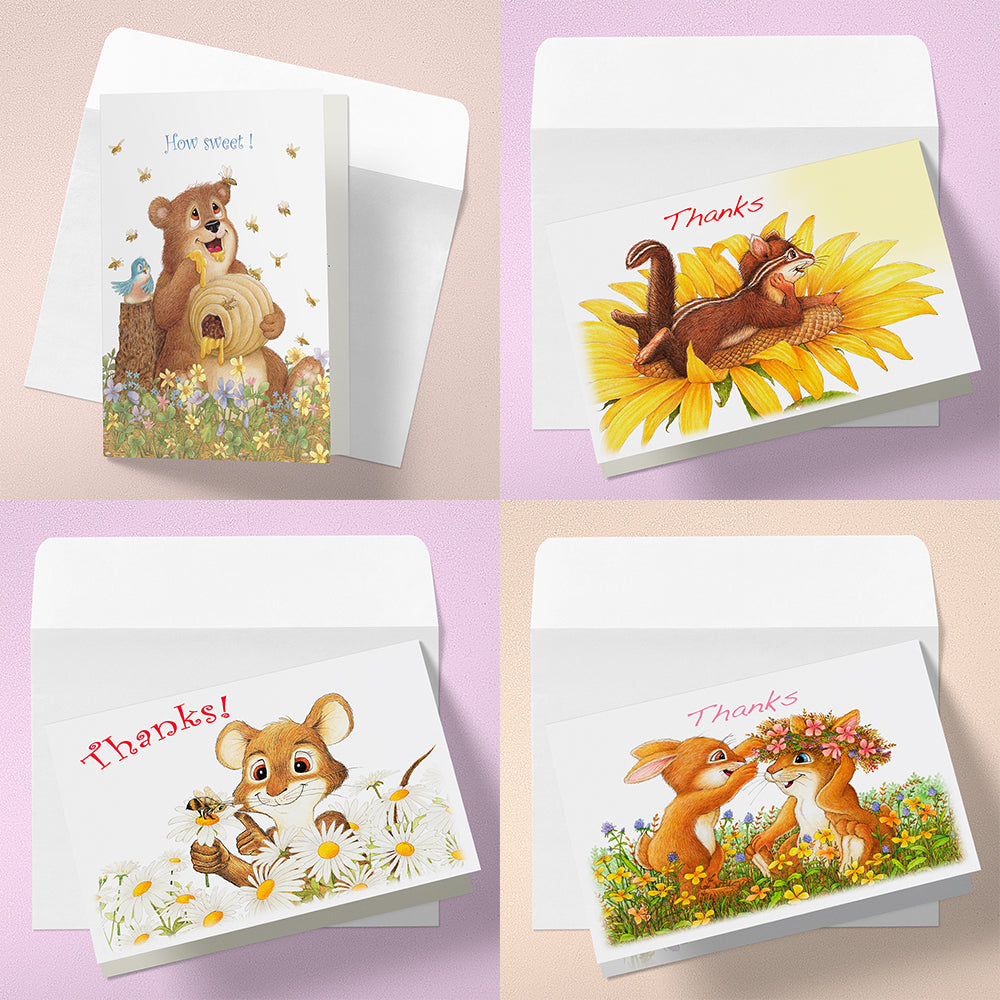 Friendly Kritters Thank You Cards - Set 3 - old