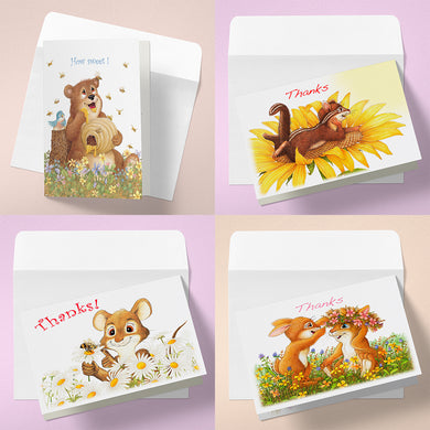 Friendly Kritters Thank You Cards - Set 3 - old