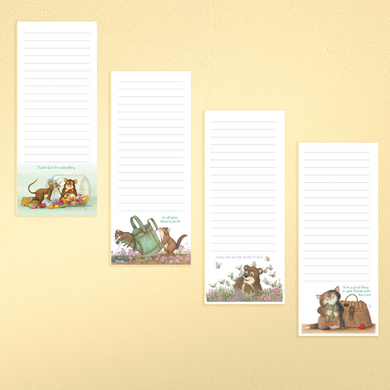Friendly Kritters Magnetic Notepad - 3x8.5 - Set of 4- Great for Shopping, Chores and To-Do Lists